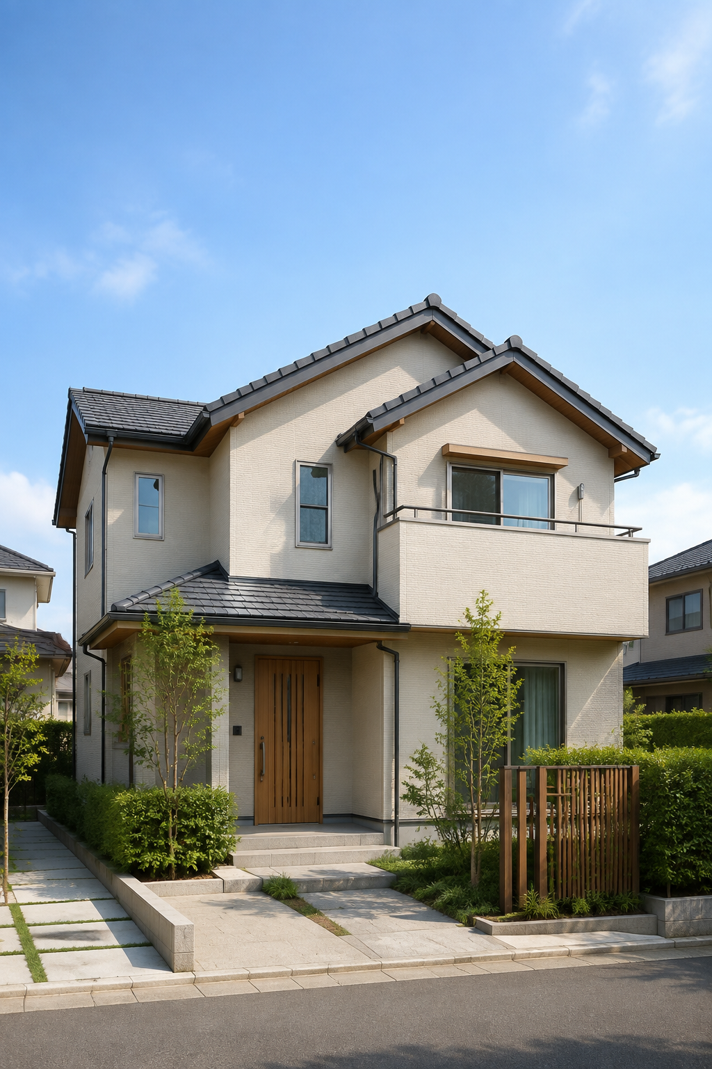 青空と緑に囲まれた戸建て住宅のイメージ